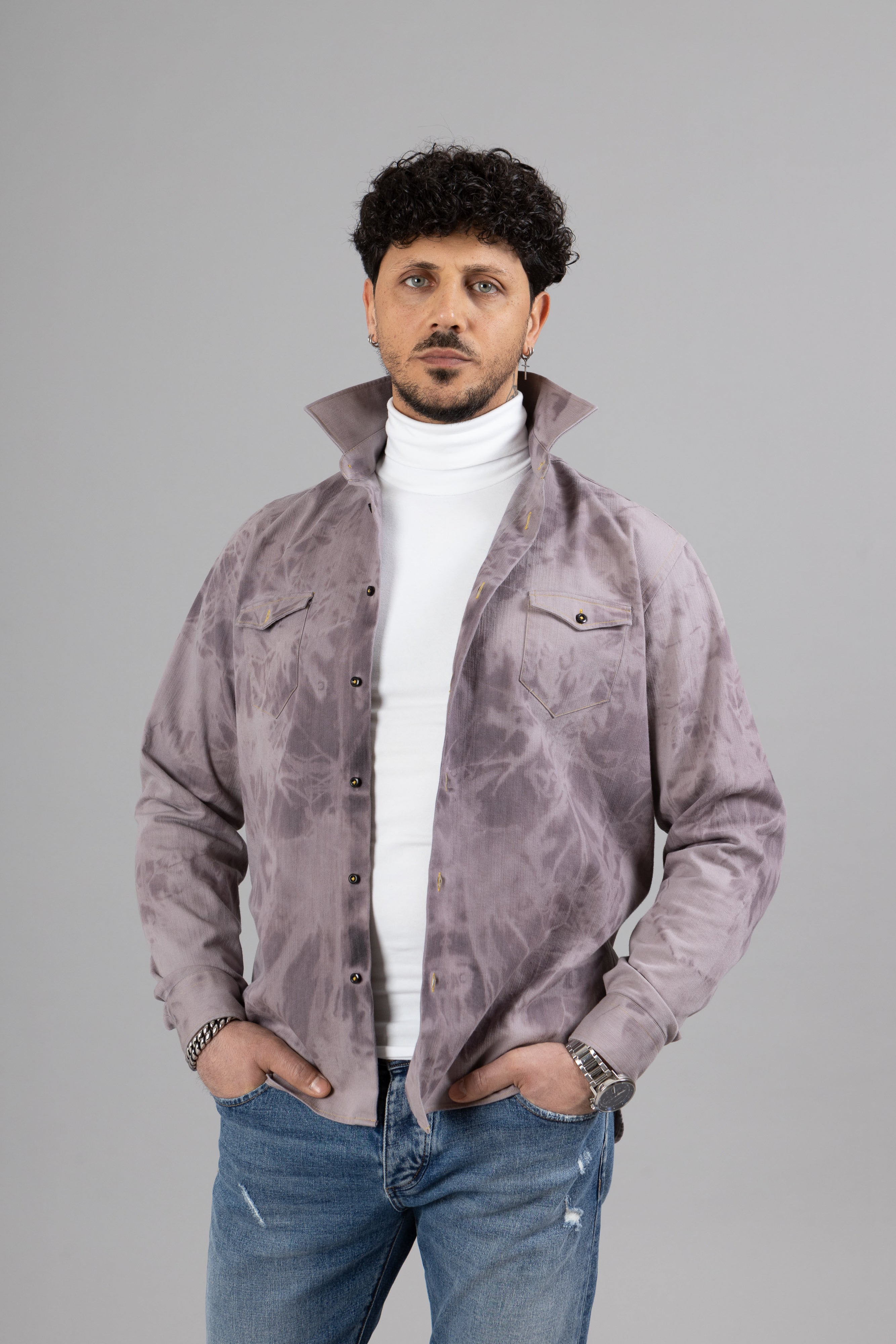 OVERSHIRT UOMO IN DENIM DECOLORATA