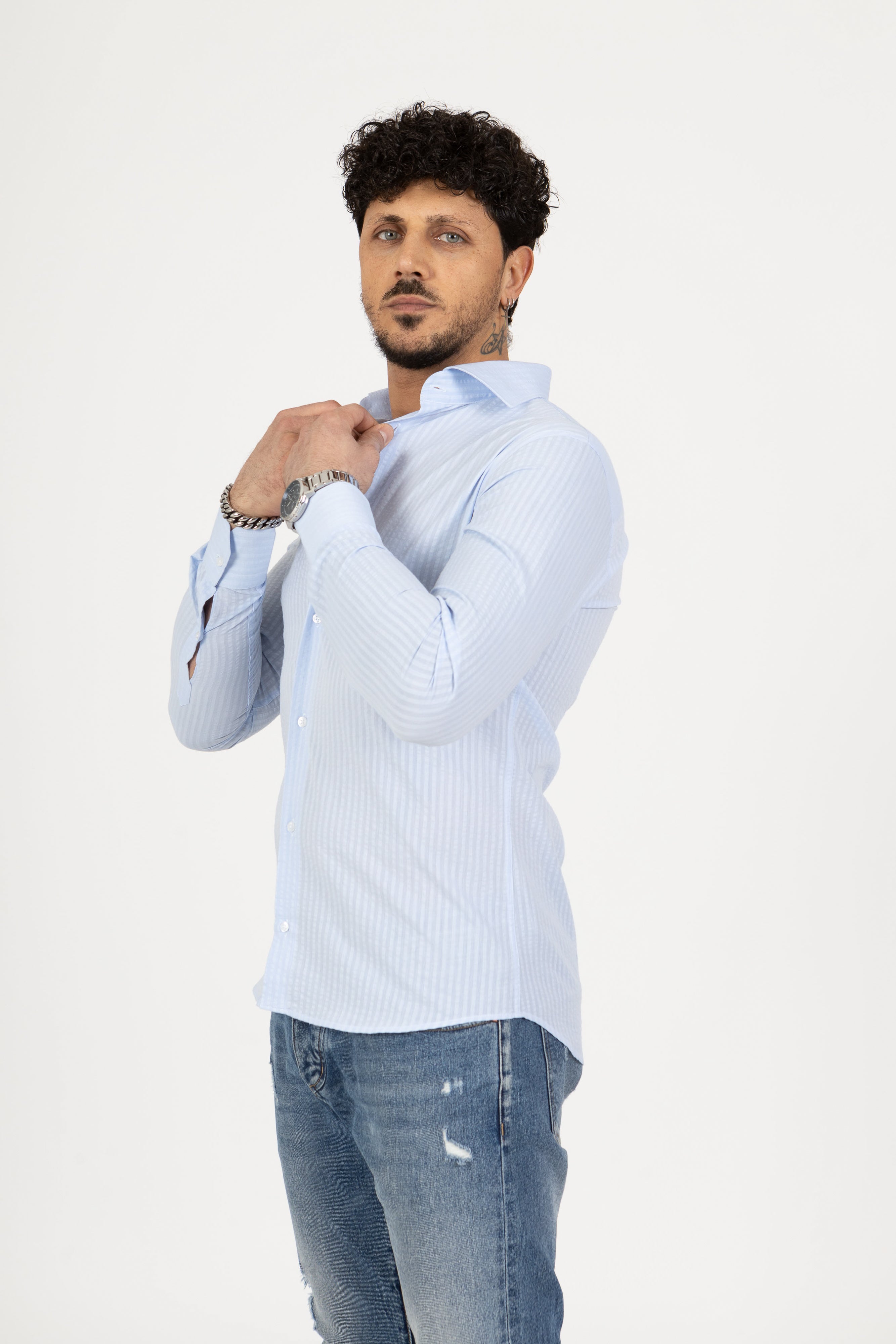 CAMICIA UOMO IN COTONE SEERSUCKER