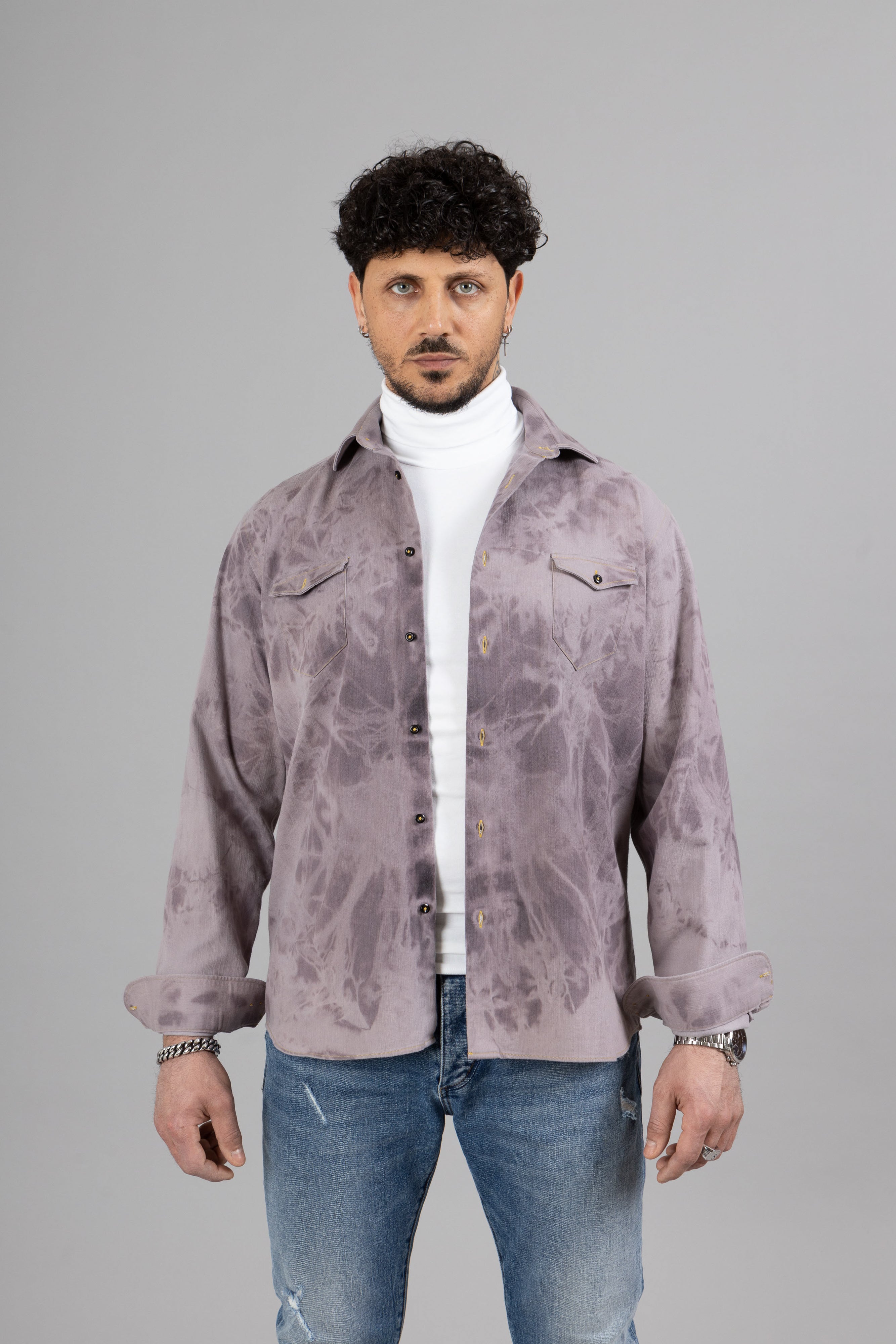 OVERSHIRT UOMO IN DENIM DECOLORATA